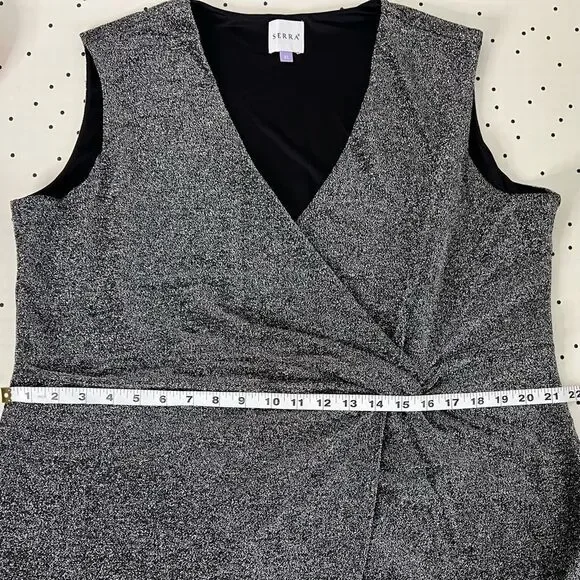 🖤 SERRA 🖤 metallic glitter shimmer wrap optic party dress size XL extra large - Picture 6 of 10
